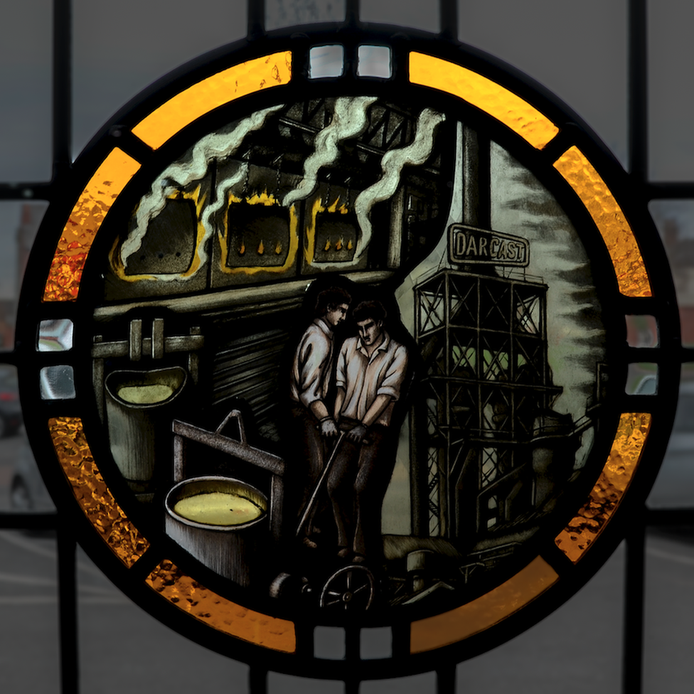 Stained glass window at the Red Lion in West Bromwich