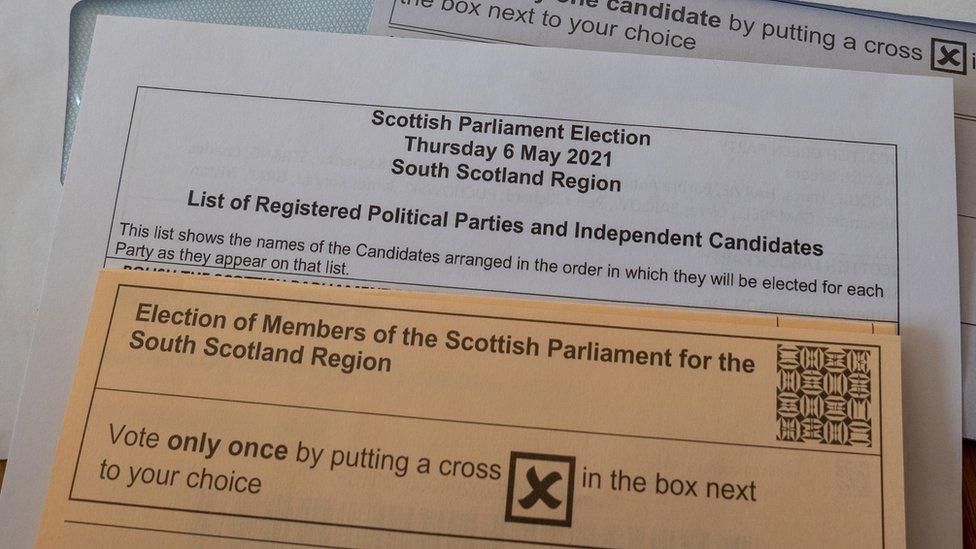 Postal vote papers for the Scottish election