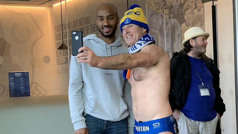 Speedo Mick takes a selfie with Fabian Delph