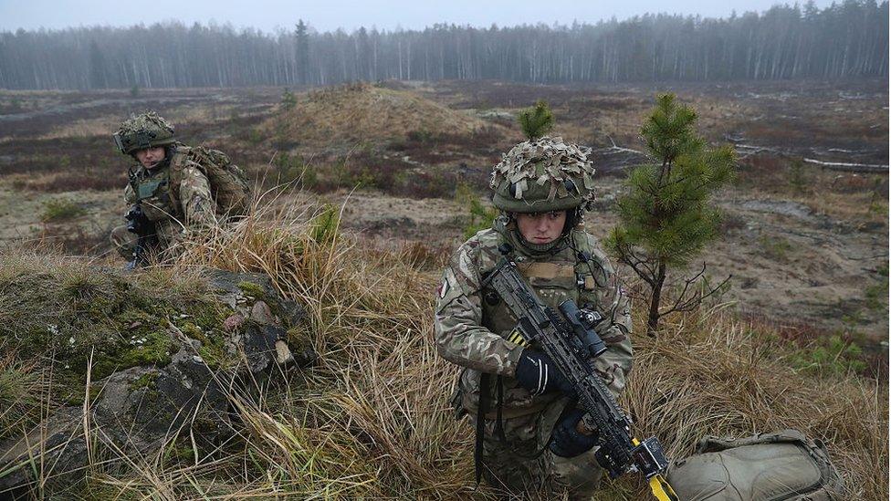 Members of the British Army 1st Battalion of The Mercian Regiment