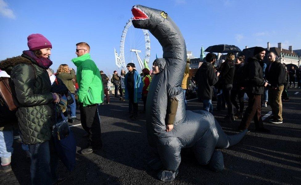 Protesters on Westminster Bridge