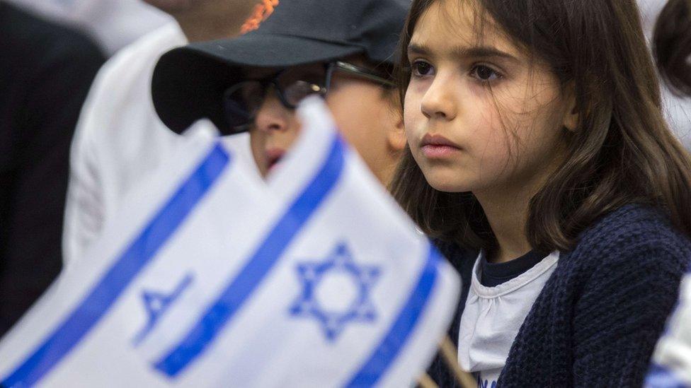 Photo of French family that has immigrated to Israel