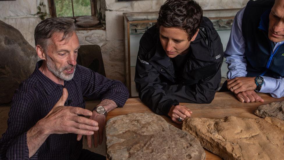 Examining fossils