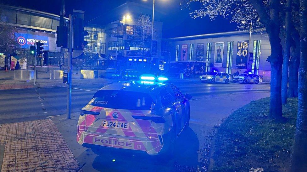 Police cars at Motorpoint Arena