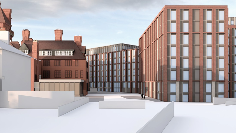 An artist's impression of the apartment blocks that will accompany the hotel plans