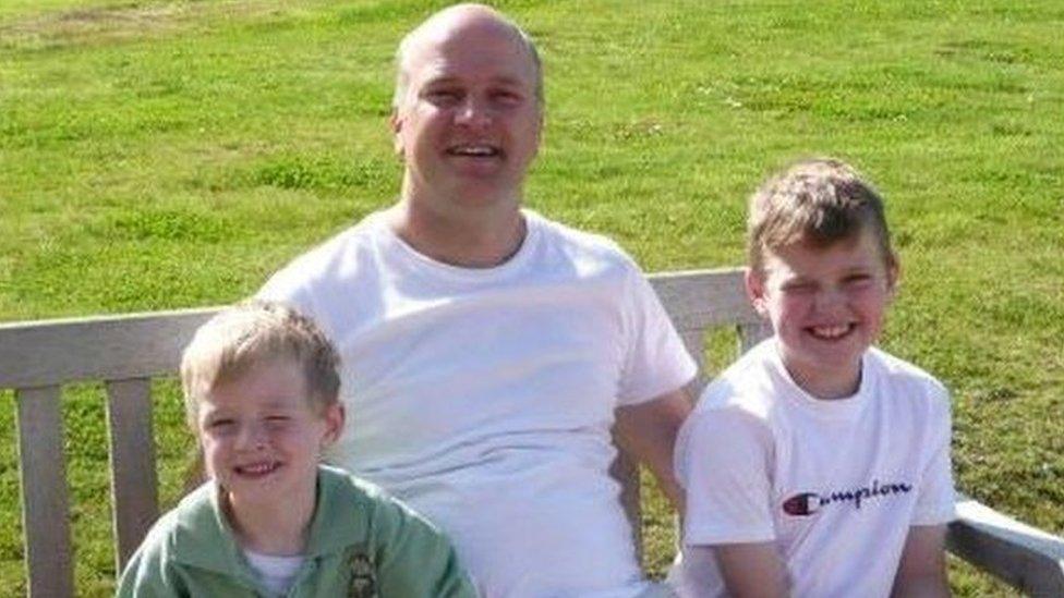 Darren Sykes with his two sons Paul and Jack