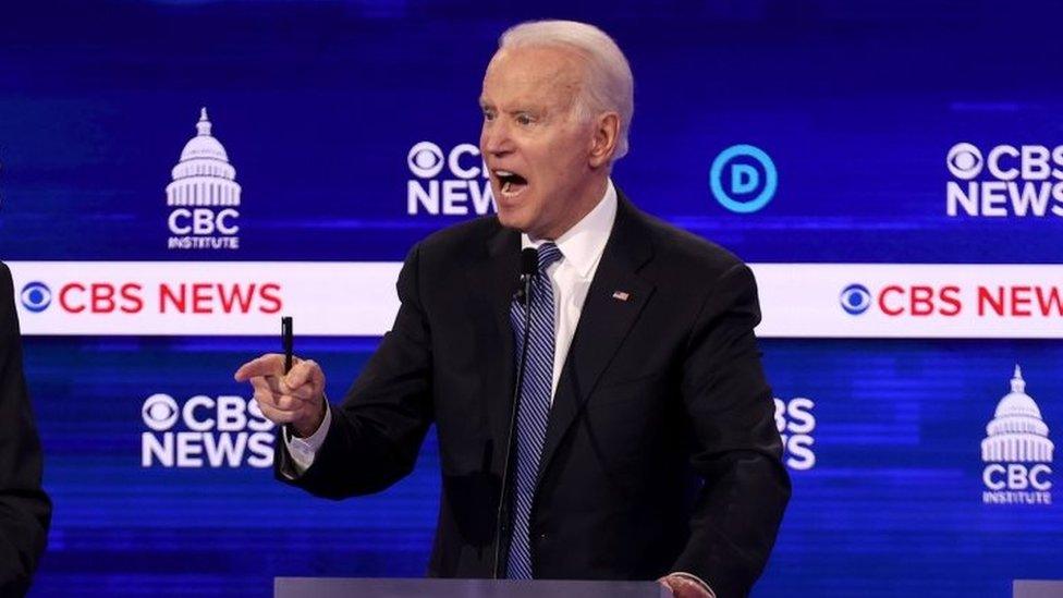 Joe Biden speaks during the debate in Charleston, South Carolina. Photo: 25 February 2020