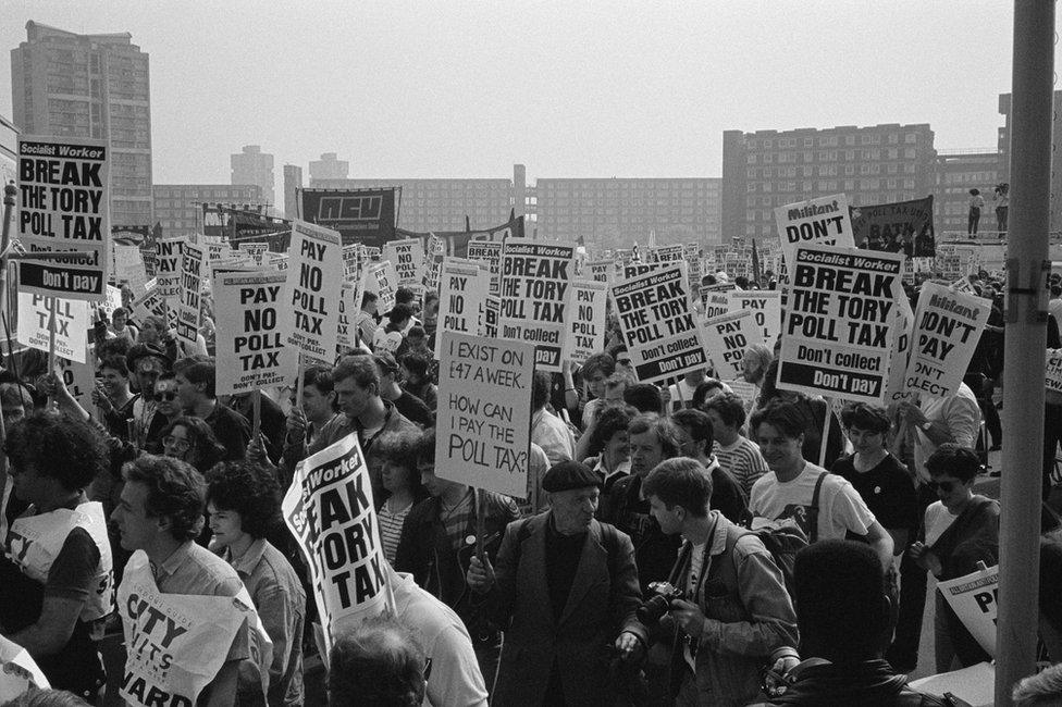 Anti-poll tax protesters in March 1990