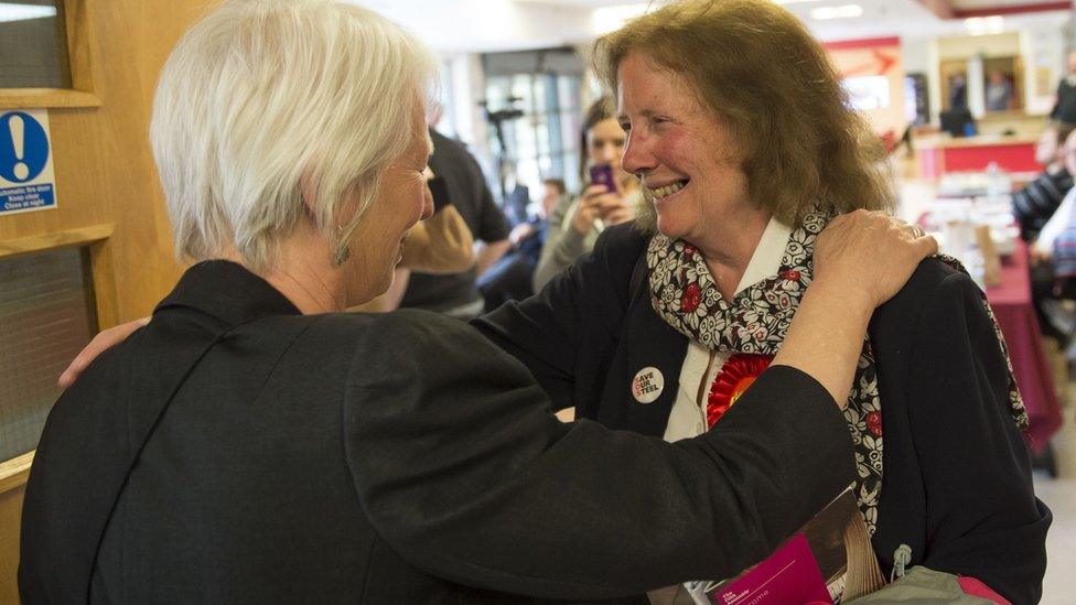 Jenny Rathbone and Julie Morgan celebrates