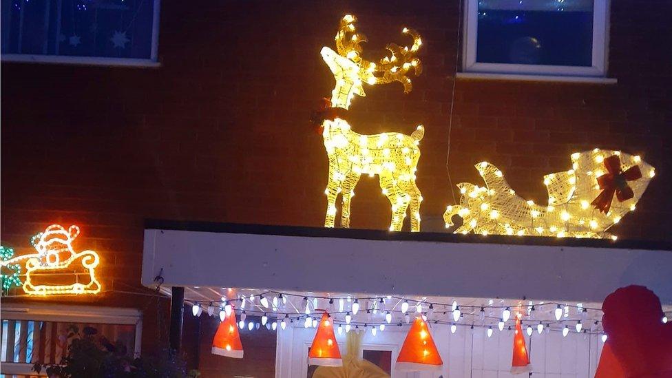 Christmas lights outside a house