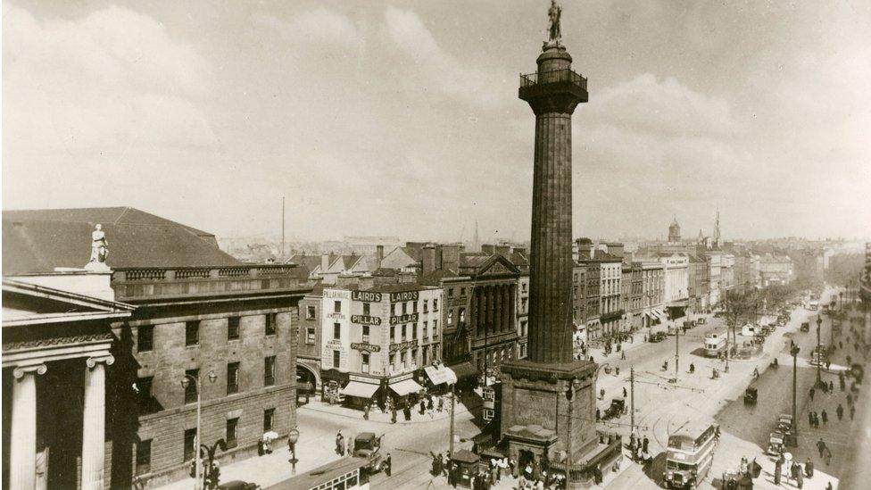 A postcard of Nelson's Pillar, from the 1930s