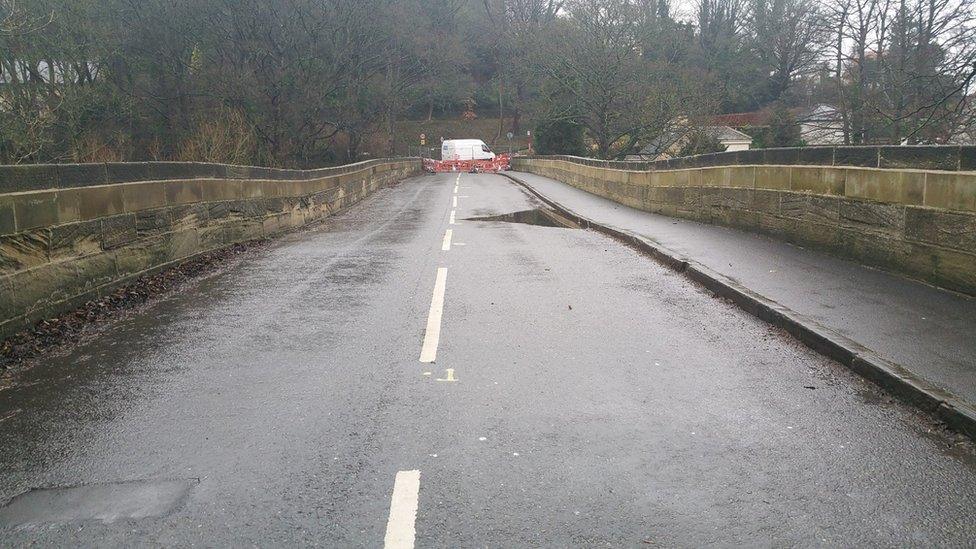 The damaged Linton bridge