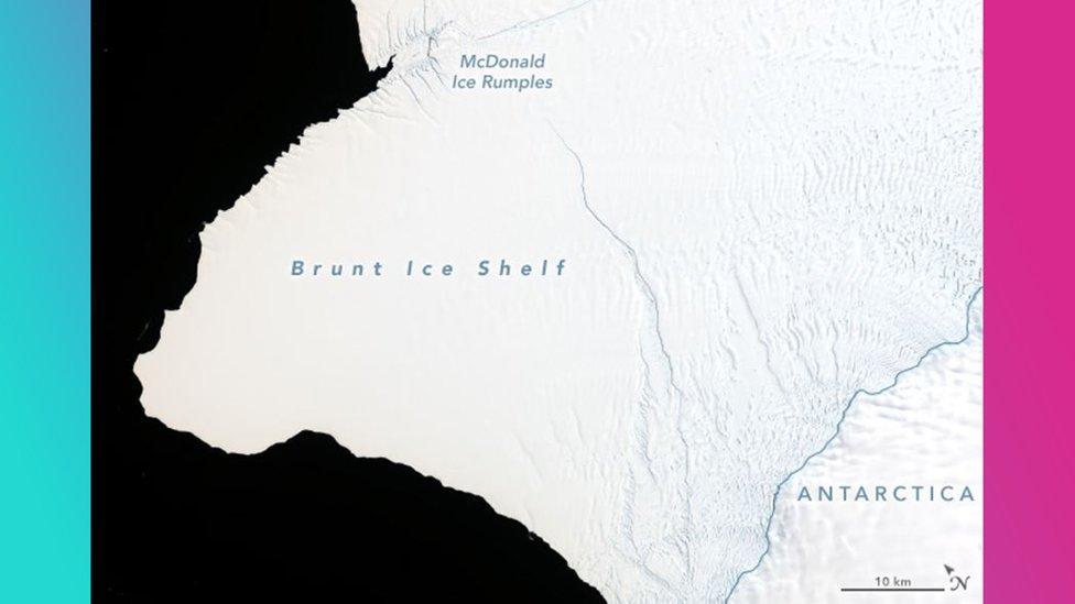 Map showing the ice shelf at the start of 2019.