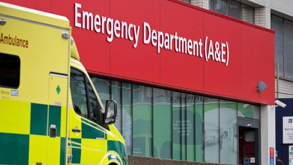 An ambulance outside a hospital