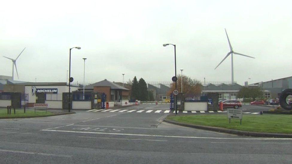 The tyre factory occupies a large site on Raceview Road