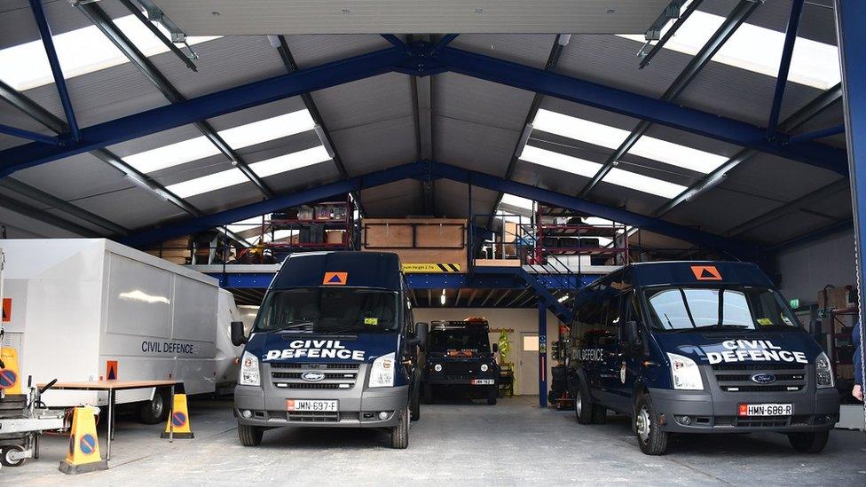 Civil Defence vehicles in the new HQ