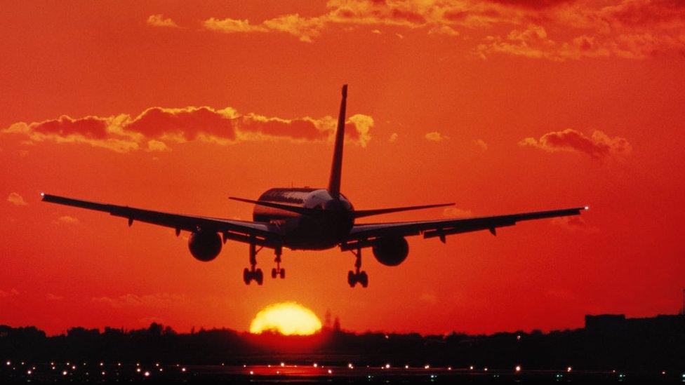 Plane at dusk