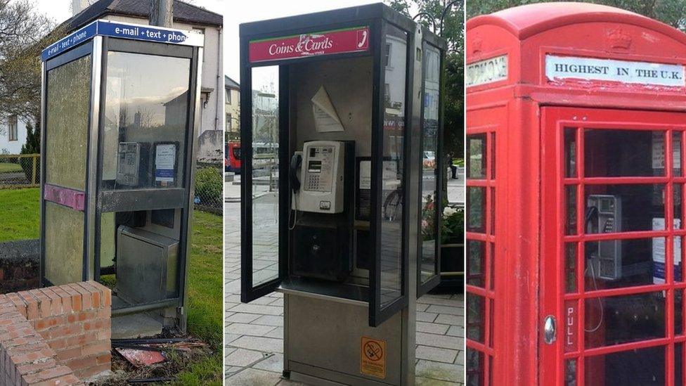 Phone boxes in Cumnock, Dumfries and Cairngorm