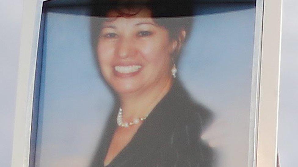 A photo (top) of Elsa Mendoza Marquez, a Mexican schoolteacher from Ciudad Juarez who was killed in the shooting,