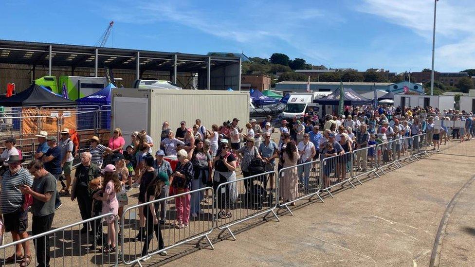 Queue at Falmouth Docks