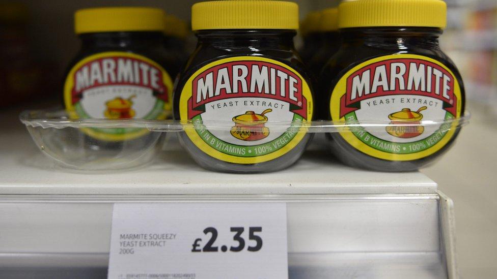 Marmite jars on Tesco shelf