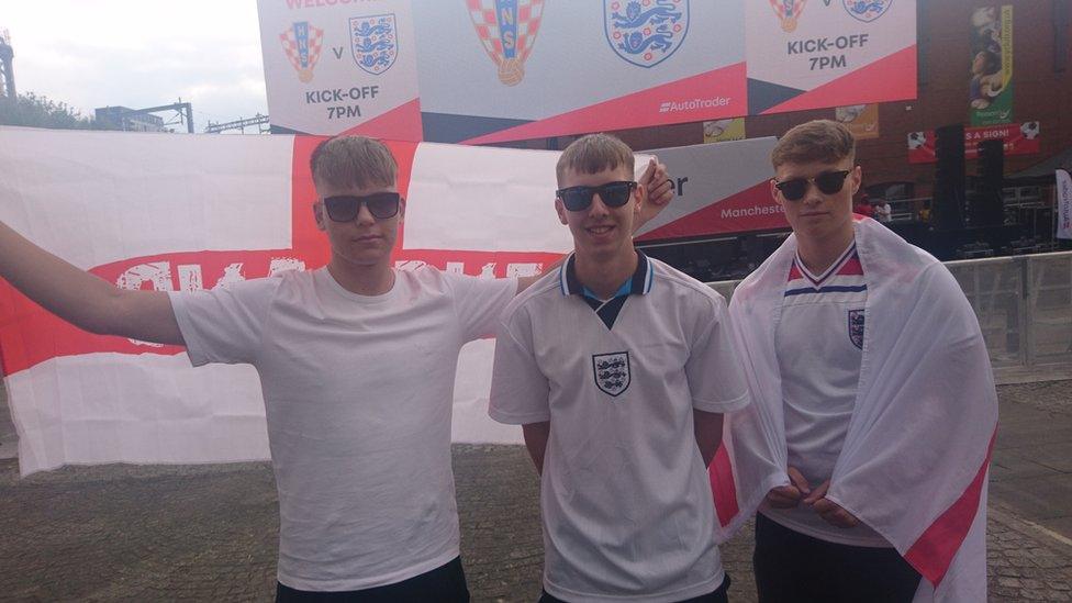 Friends Jack Moore, Rhys Greenwood and Scott Barnes at Castlefield Bowl