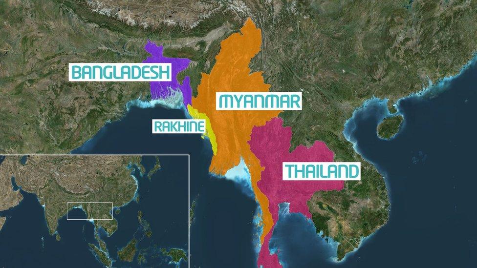 Map showing where Myanmar is