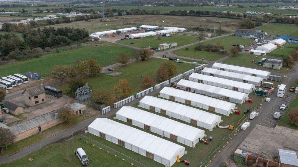 Migrant centre made up of large white tents