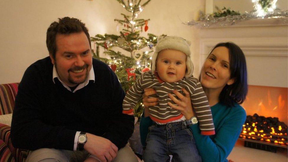 Craig Stobo with his wife Fiona and son Robert at Christmas 2010