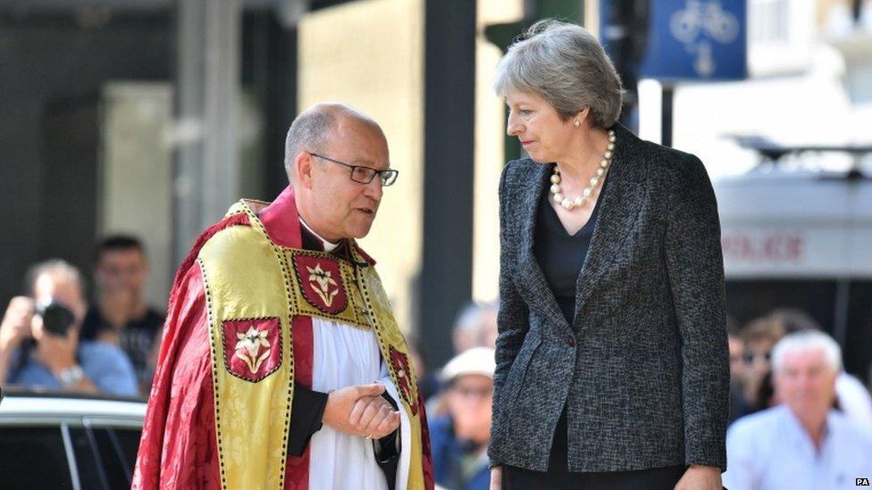 Prime Minister Theresa May and the Dean of Southwark Andrew Nunn