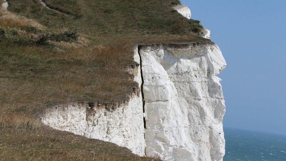 A crack in the cliff at Seaford Head