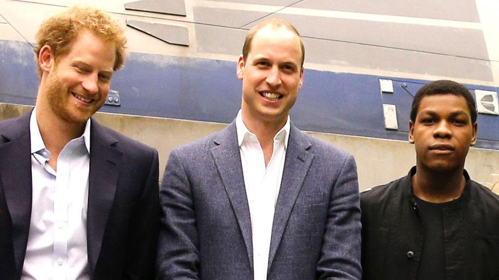 Princes Harry and William with John Boyega