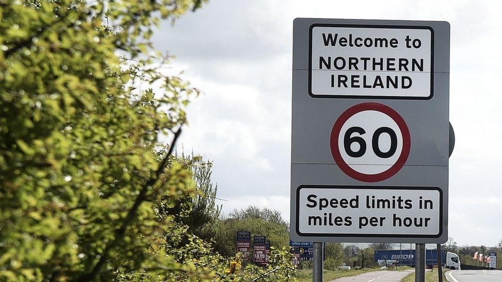 A sign that reads: Welcome to Northern Ireland - Speed limits in miles per hour