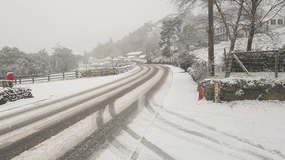 A5 in Capel Curig under a blanket of snow