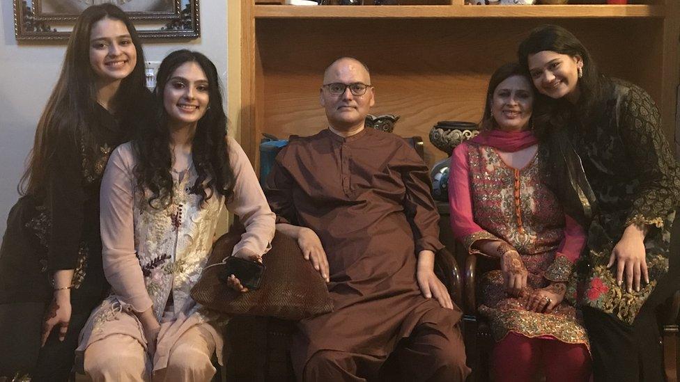 From left to right: Natasha, sister Nayha, baba Salman, mum Sadia and sister Soha.