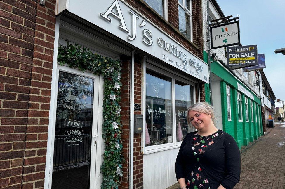 Kay Fullerton outside her hair salon