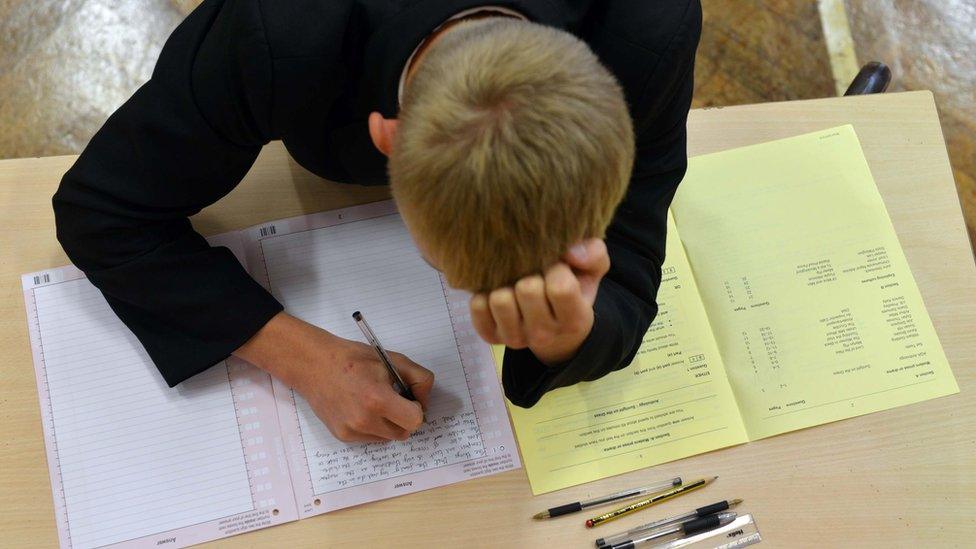 School pupil sitting an exam