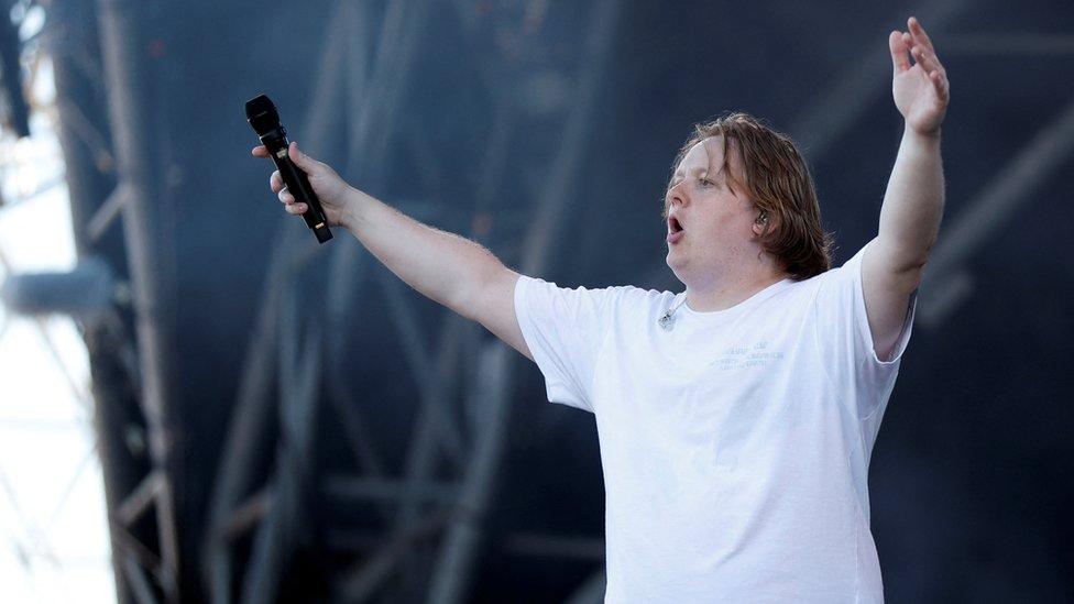 Lewis Capaldi on stage at Glastonbury