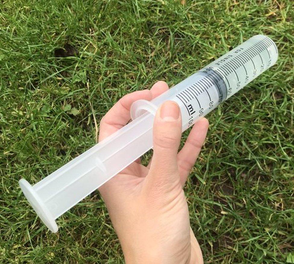 Syringe of water