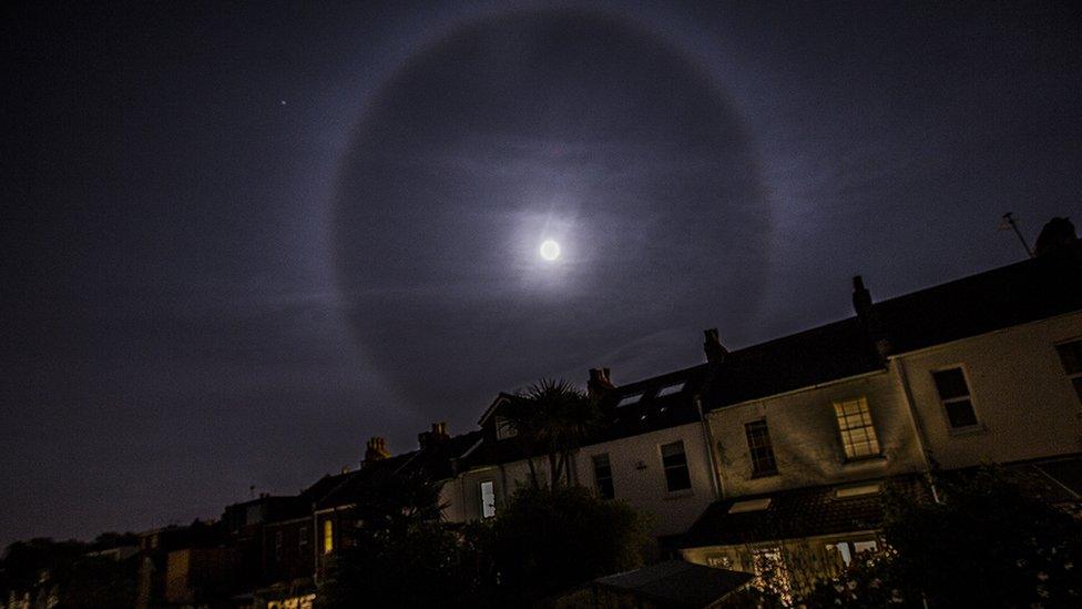 Moon halo, as seen from Bristol