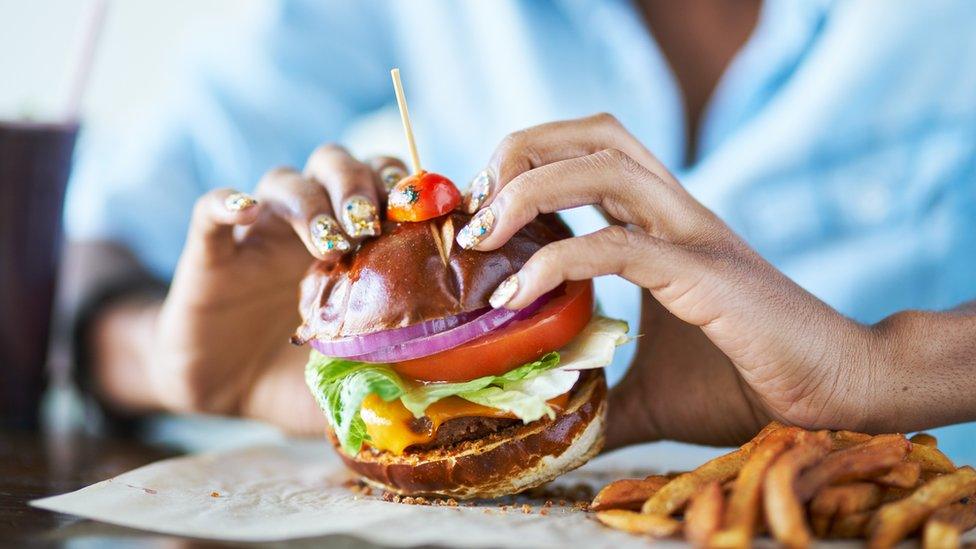 Close up of vegan burger