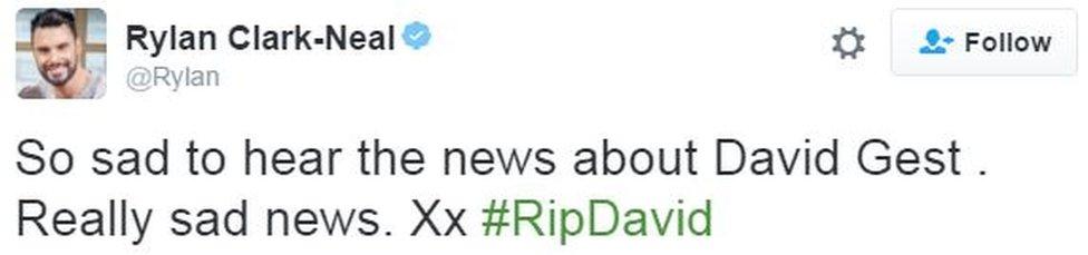 Rylan Clark-Neal: So sad to hear the news about David Gest . Really sad news. Xx #RipDavid