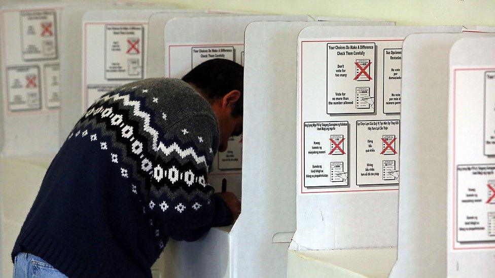 A man votes in the California primary.