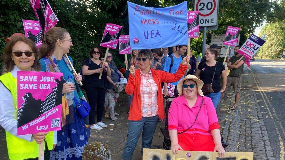 Staff on strike at the UEA