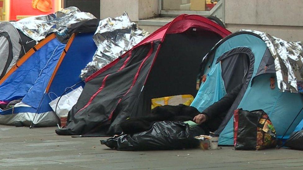 Tents in street