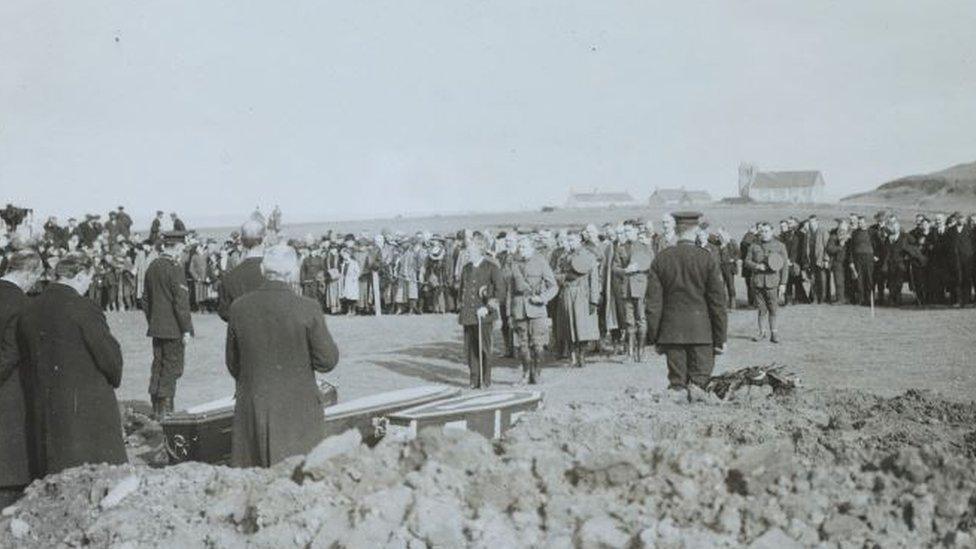 Most impressive was the funeral of the American soldier victims of the Otranto Disaster at Kilchoman, Islay Scotland, On Friday October 11, 1917. 199 bodies were buried the services being attended by all the local population