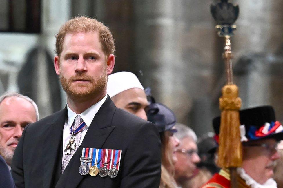 Prince Harry at Westminster Abbey for the King's coronation