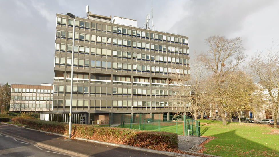 C block at County Hall in Taunton seen from the outside