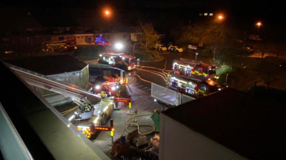 Fire crews at Tesco, Baldock