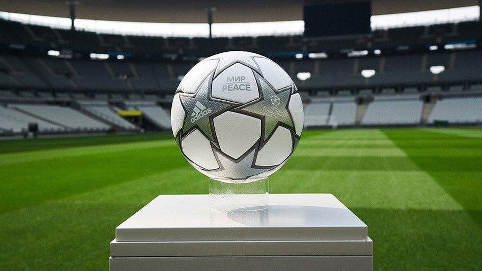 The match ball used to kick-off the 2022 Champions League final